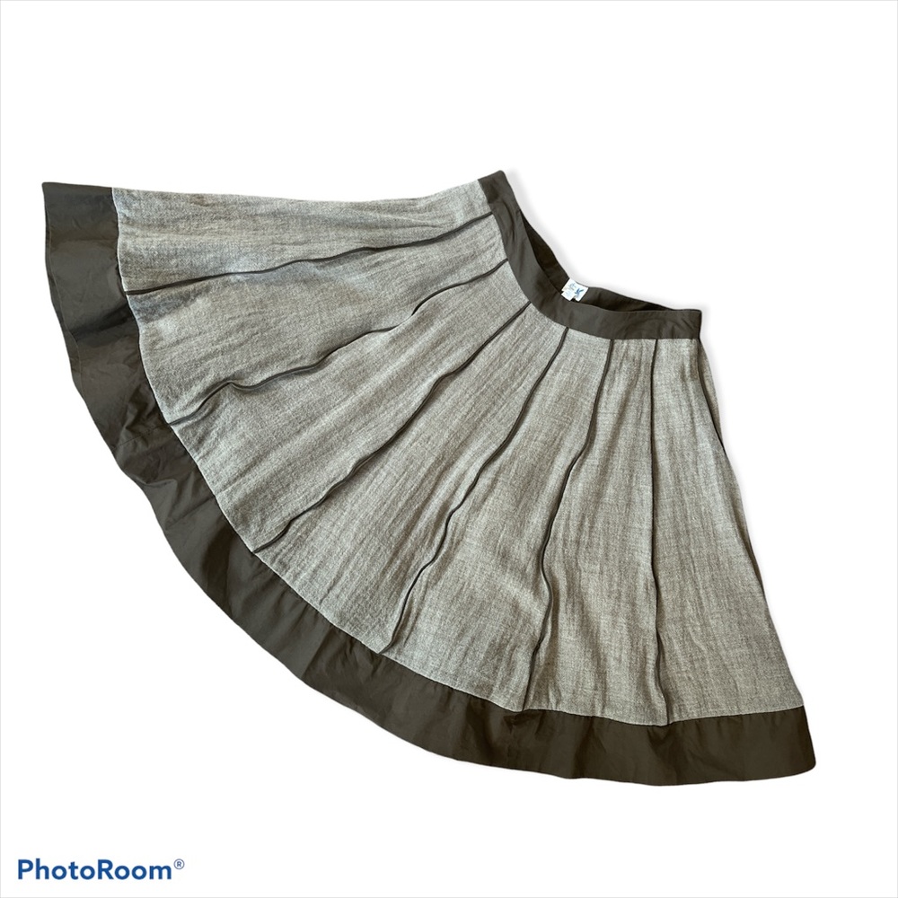 ANTHROPOLOGIE EDMÉ & EYLLTE BROWN WOOL FULL SKIRT. FULLY LINED. ZIPPER. SZ:10